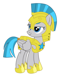 Size: 1415x1689 | Tagged: safe, artist:gmaplay, character:windstorm, species:pegasus, species:pony, g4, armor, clothing, eyelashes, female, folded wings, helmet, hoof shoes, mare, royal guard, royal guard armor, shoes, simple background, smiling, solo, tail, transparent background, wings