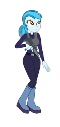 Size: 1900x3995 | Tagged: safe, artist:gmaplay, part of a set, character:guardian angel, species:eqg human, g4, belt, body armor, boots, clothing, equestria girls-ified, eyebrows, eyelashes, female, pants, police, police officer, ponytail, shirt, shoes, simple background, solo, species swap, submachinegun, transparent background, uzi