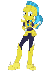 Size: 1930x2738 | Tagged: safe, artist:gmaplay, part of a set, character:guardian angel, species:eqg human, g4, armor, belt, body armor, boots, clothing, equestria girls-ified, eyebrows, eyelashes, female, helmet, pants, police, police officer, ponytail, royal guard, royal guard armor, shirt, shoes, simple background, solo, species swap, submachinegun, transparent background, uzi