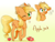 Size: 2524x1914 | Tagged: safe, artist:pledus, part of a set, character:applejack, species:earth pony, species:pony, g4, apple, applejack's hat, bust, clothing, cowboy hat, cute, dialogue, ear fluff, eye clipping through hair, eyebrows, eyebrows visible through hair, female, food, gradient background, hat, high res, jackabetes, leg fluff, looking at you, mare, name, one eye closed, open mouth, portrait, shadow, smiling, solo, speech bubble, stetson, straw in mouth, text, wink