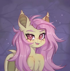 Size: 1869x1917 | Tagged: safe, artist:arisuyukita, character:fluttershy, species:bat pony, species:pony, g4, female, looking at you, mare, open mouth, solo