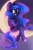 Size: 1200x1800 | Tagged: safe, artist:sakukitty, character:princess luna, species:alicorn, species:anthro, species:unguligrade anthro, g4, clothing, crescent moon, crown, cute, dress, ear piercing, earring, ethereal mane, female, happy, jewelry, lunabetes, mare, moon, open mouth, piercing, regalia, see-through, smiling, solo, tangible heavenly object, three quarter view