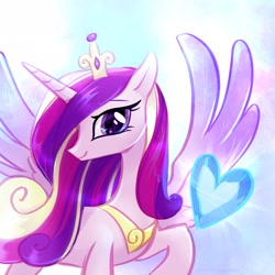 Size: 2048x2048 | Tagged: safe, artist:qwennondeathdie, character:princess cadance, species:alicorn, species:pony, g4, crystal heart, female, high res, mare, solo, spread wings, wings