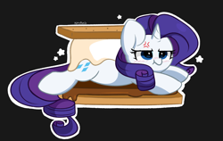 Size: 5320x3368 | Tagged: safe, artist:kittyrosie, character:rarity, species:pony, species:unicorn, g4, absurd resolution, angry, cute, female, food, madorable, mare, marshmallow, raribetes, rarity is a marshmallow, rarity is not amused, s'mores, simple background, solo, unamused