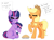 Size: 2732x2048 | Tagged: safe, artist:plushtrapez, character:applejack, character:twilight sparkle, character:twilight sparkle (unicorn), species:earth pony, species:pony, species:unicorn, g4, applejack's hat, chest fluff, clothing, cowboy hat, cute, dialogue, duo, eyes closed, female, food, hat, high res, mare, open mouth, pi day, pie, raised hoof, simple background, sitting, smiling, stetson, white background