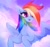 Size: 2048x1930 | Tagged: safe, artist:qwennondeathdie, character:rainbow dash, species:pegasus, species:pony, g4, cloud, cute, dashabetes, female, mare, open mouth, solo, wings