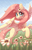 Size: 3300x5100 | Tagged: safe, artist:dandy, character:fluttershy, species:pegasus, species:pony, g4, absurd resolution, blushing, chest fluff, cute, dawwww, ear fluff, female, flower, flower in hair, grass, looking at you, meadow, open mouth, shyabetes, sky, solo, wings