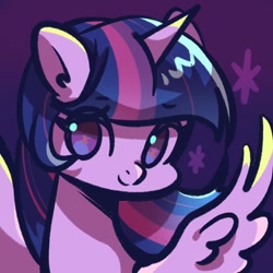 Size: 1080x1080 | Tagged: safe, artist:tkotu1, character:twilight sparkle, character:twilight sparkle (alicorn), species:alicorn, species:pony, g4, bust, female, looking at you, mare, smiling, smiling at you, solo, spread wings, wings