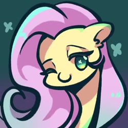 Size: 1080x1080 | Tagged: safe, artist:tkotu1, character:fluttershy, species:pegasus, species:pony, g4, bust, female, looking at you, mare, one eye closed, smiling, smiling at you, solo, wink