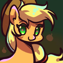 Size: 683x682 | Tagged: safe, artist:tkotu1, edit, character:applejack, species:earth pony, species:pony, g4, bust, female, looking at you, mare, smiling, smiling at you, solo