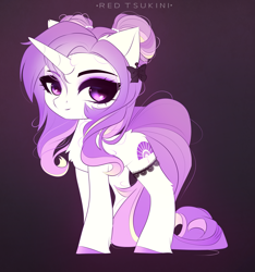 Size: 2401x2569 | Tagged: safe, artist:red_tsukini, oc, oc only, species:pony, species:unicorn, commission, female, gradient background, high res, mare, signature, solo
