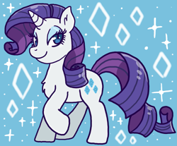 Size: 1711x1415 | Tagged: safe, artist:bowsarefriends, character:rarity, species:pony, species:unicorn, g4, chest fluff, ear fluff, female, mare, raised hoof, solo, sparkles