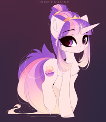 Size: 2275x2617 | Tagged: safe, artist:red_tsukini, oc, oc only, species:pony, species:unicorn, commission, female, gradient background, high res, mare, signature, solo