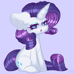 Size: 3000x3000 | Tagged: safe, artist:ladylullabystar, character:rarity, species:pony, species:unicorn, g4, cute, ear fluff, female, heart eyes, high res, looking at you, mare, open mouth, raribetes, signature, simple background, sitting, solo, wingding eyes