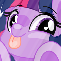Size: 1024x1024 | Tagged: safe, artist:emberslament, character:twilight sparkle, species:pony, g4, against glass, blep, commission, cute, eyebrows, eyebrows visible through hair, female, glass, heart, heart eyes, licking, licking the fourth wall, looking at you, mare, solo, tongue out, twiabetes, wingding eyes