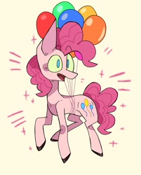Size: 1646x2048 | Tagged: safe, artist:volchok, character:pinkie pie, species:earth pony, species:pony, g4, balloon, female, floating, mare, solo