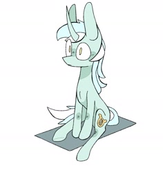Size: 2017x2139 | Tagged: safe, artist:volchok, character:lyra heartstrings, species:pony, species:unicorn, g4, female, high res, mare, simple background, sitting, solo, white background