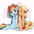 Size: 2048x2048 | Tagged: safe, artist:applesartt, character:applejack, character:rainbow dash, species:earth pony, species:pegasus, species:pony, ship:appledash, g4, accessory swap, applejack's hat, clothing, cowboy hat, cute, dashabetes, duo, female, freckles, hat, heart, high res, hug, jackabetes, lesbian, looking at you, mare, one eye closed, open mouth, shipping, sitting, stetson, winghug, wings, wink