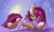 Size: 3540x2156 | Tagged: safe, artist:rednite, oc, oc only, oc:asteroid trail, species:pegasus, species:pony, commission, cute, female, high res, mare, ocbetes, one eye closed, pillow, signature, sleepy, solo, ych result