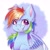 Size: 1212x1213 | Tagged: safe, artist:galaxy swirl, character:rainbow dash, species:pegasus, species:pony, g4, abstract background, blushing, colored eyebrows, colored wings, cute, dashabetes, ear fluff, eye clipping through hair, eyebrows, eyebrows visible through hair, female, heart eyes, mare, multicolored wings, signature, smiling, solo, wing fluff, wingding eyes, wings