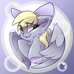 Size: 1500x1500 | Tagged: safe, artist:starcasteclipse, character:derpy hooves, species:pegasus, species:pony, g4, bow, cheek fluff, ear fluff, eye clipping through hair, female, hair bow, mare, open mouth, open smile, smiling, solo