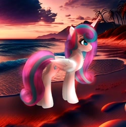 Size: 1019x1024 | Tagged: safe, artist:jaanhavi, character:princess flurry heart, species:alicorn, species:pony, g4, beach, female, folded wings, mare, older, older flurry heart, outdoors, profile, solo, wings