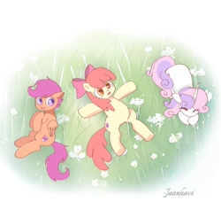 Size: 1326x1300 | Tagged: safe, artist:jaanhavi, character:apple bloom, character:scootaloo, character:sweetie belle, species:earth pony, species:pegasus, species:pony, species:unicorn, g4, adorabloom, apple family member, cute, cutealoo, cutie mark crusaders, diasweetes, eyes closed, female, lying down, on back, on side, prone, signature, simple background, trio, white background