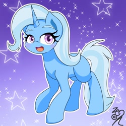Size: 2048x2048 | Tagged: safe, artist:zeon_starlight, character:trixie, species:pony, species:unicorn, g4, blushing, cute, diatrixes, female, high res, looking at you, mare, open mouth, signature, solo