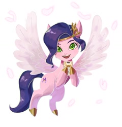 Size: 1111x1155 | Tagged: safe, artist:plusplus_pony, character:pipp petals, species:pegasus, species:pony, g5, adorapipp, cellphone, circlet, colored eyebrows, colored hooves, colored pupils, colored wings, crown, cute, eyebrows, female, flying, hoof hold, hooves, jewelry, looking at you, mare, open mouth, open smile, phone, pipp wings, regalia, simple background, smartphone, smiling, smiling at you, solo, spread wings, unshorn fetlocks, white background, wings