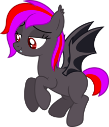 Size: 3434x4001 | Tagged: safe, artist:melodiousmarci, oc, oc:alum orchid, species:bat pony, species:pony, digital art, fangs, flying, sharp teeth, simple background, smug, solo, transparent background, vector