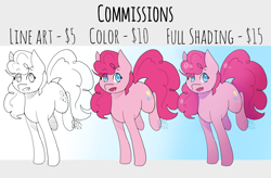 Size: 3656x2400 | Tagged: safe, artist:chillykitty, character:pinkie pie, species:earth pony, species:pony, g4, advertisement, commission info