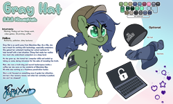 Size: 4000x2400 | Tagged: safe, artist:fluffyxai, oc, oc only, oc:gray hat, species:earth pony, species:pony, beanie hat, clothing, earth pony oc, female, hat, reference sheet, socks, solo, solo female