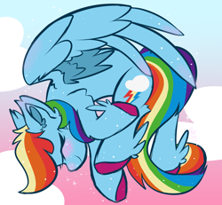 Size: 1300x1200 | Tagged: safe, artist:starcasteclipse, character:rainbow dash, species:pegasus, species:pony, g4, abstract background, blushing, cloud, colored hooves, cute, dashabetes, ear fluff, eyes closed, feathered fetlocks, female, gradient background, hooves, mare, profile, sky, solo, unshorn fetlocks