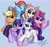 Size: 3050x2896 | Tagged: safe, artist:gleamydreams, character:applejack, character:fluttershy, character:pinkie pie, character:rainbow dash, character:rarity, character:twilight sparkle, character:twilight sparkle (alicorn), species:alicorn, species:earth pony, species:pegasus, species:pony, species:unicorn, g4, apple family member, applejack's hat, clothing, cowboy hat, eyes closed, female, folded wings, freckles, grin, hat, high res, horn, looking at you, mane six, mare, raised hoof, sextet, signature, smiling, smiling at you, stetson, underhoof, wings