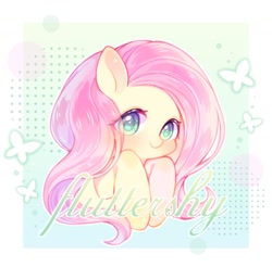 Size: 1200x1180 | Tagged: safe, artist:yinyan_0409, character:fluttershy, species:pegasus, species:pony, g4, cute, female, looking at you, mare, name, shyabetes, smiling, smiling at you, solo