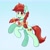 Size: 2480x2480 | Tagged: safe, alternate version, artist:dandy, character:candy apples, species:earth pony, species:pony, g4, apple family member, blue background, bow, braided pigtails, clothing, cute, cutie mark, ear fluff, eyebrows, eyebrows visible through hair, eyelashes, female, hair bow, mare, neckerchief, open mouth, rearing, simple background, smiling, solo, tail