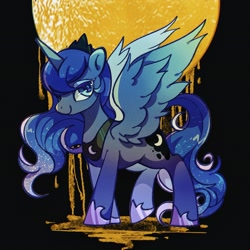 Size: 2048x2048 | Tagged: safe, artist:tkotu1, character:princess luna, species:alicorn, species:pony, g4, female, horn, looking at you, mare, smiling, smiling at you, solo, spread wings, wings