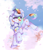 Size: 4288x5000 | Tagged: safe, artist:lunar froxy, oc, oc only, oc:cloudy canvas, species:kirin, absurd resolution, female, looking at you, multicolored hair, paint splatter, rainbow hair, solo