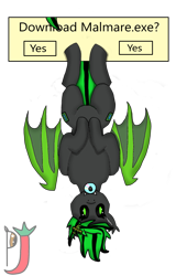 Size: 1986x3108 | Tagged: safe, artist:paprika jenkins, oc, oc only, oc:malmare, species:bat pony, species:pony, female, hanging, looking at you, pop up, question, transparent background, upside down, watermark