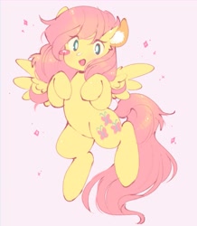 Size: 1031x1184 | Tagged: safe, artist:horseyuris, character:fluttershy, species:pegasus, species:pony, g4, cute, female, looking at you, mare, open mouth, shyabetes, simple background, solo, sparkles, spread wings, wings