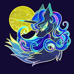 Size: 2048x2048 | Tagged: safe, artist:tkotu1, character:princess luna, species:alicorn, species:pony, g4, blue background, bust, crying, female, full moon, mare, moon, profile, simple background, solo