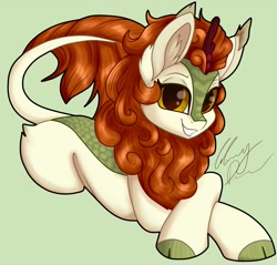 Size: 3000x2864 | Tagged: safe, artist:gleamydreams, character:autumn blaze, species:kirin, g4, high res, lying down, prone, simple background, slim, solo, thin
