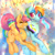 Size: 1240x1240 | Tagged: safe, artist:anyponyrequests, character:rainbow dash, character:scootaloo, species:pegasus, species:pony, g4, confetti, duo, eyes closed, face paint, holding, mouth hold, nonbinary pride flag, pride, pride flag, smiling, transgender pride flag, transmasculine pride flag