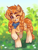 Size: 1200x1600 | Tagged: safe, artist:falafeljake, oc, oc only, oc:morning latte, species:pony, species:unicorn, braid, clothing, commission, cute, ear fluff, eyebrows, eyebrows visible through hair, flower, grass, horn, looking at you, ocbetes, one eye closed, raised hoof, scarf, smiling, smiling at you, solo, unicorn oc, wink, winking at you