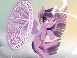 Size: 1680x1280 | Tagged: safe, artist:phoenixrk49, character:twilight sparkle, character:twilight sparkle (alicorn), species:alicorn, species:pony, g4, female, flying, glowing horn, horn, magic, mare, solo, spread wings, wings