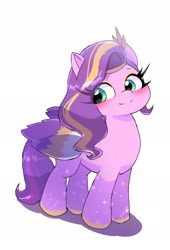 Size: 1400x2055 | Tagged: safe, artist:leo19969525, character:pipp petals, species:pegasus, species:pony, g5, adorapipp, cute, female, folded wings, mare, pipp wings, simple background, solo, white background, wings