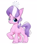 Size: 2270x2750 | Tagged: safe, artist:aquaticvibes, character:diamond tiara, species:earth pony, species:pony, g4, cutie mark, eyebrows, eyelashes, female, filly, foal, hooves, jewelry, one hoof raised, raised eyebrow, simple background, solo, tail, tiara, white background, young