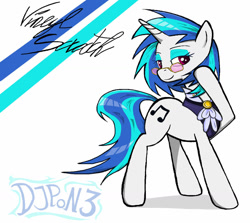 Size: 1280x1140 | Tagged: safe, artist:sallycars, character:dj pon-3, character:vinyl scratch, species:pony, species:unicorn, g4, abstract background, digital art, female, legitimately amazing mspaint, looking at you, mare, ms paint, simple background, solo, sunglasses, text, three quarter view