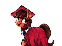 Size: 3600x2700 | Tagged: safe, artist:thefloatingtree, oc, oc only, unnamed oc, species:earth pony, species:pony, g4, aside glance, clothing, cute, earth pony oc, female, graduation cap, graduation gown, hat, looking sideways, ocbetes, open mouth, open smile, raised hoof, simple background, smiling, solo, three quarter view, transparent background