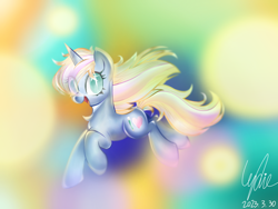 Size: 2732x2049 | Tagged: source needed, safe, artist:lydia, oc, oc only, oc:windy／painting heart, species:pony, species:unicorn, looking at you, running, solo, unicorn oc